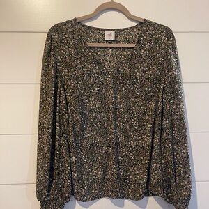 CAbi Women's Floral Blouse - Green and Pink